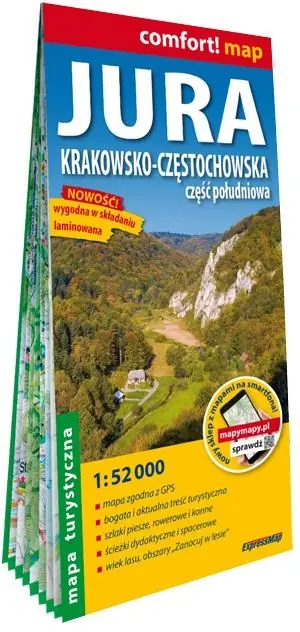 Jura Krakowsko-Częstochowska Część południowa laminowana mapa turystyczna 1:52 000 Wysoka jakość