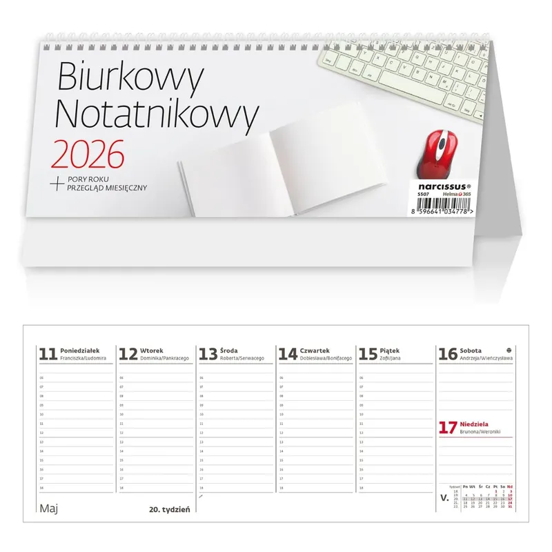 Kalendarz 2026 biurkowy tygodniowy Notatnik HELMA Cena promocyjna