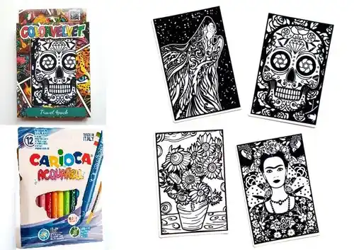 Oferta czasowa Zestaw 4 Kolorowanek Welwetowych + 12 Flamastrów Carioca - Różne Wzory