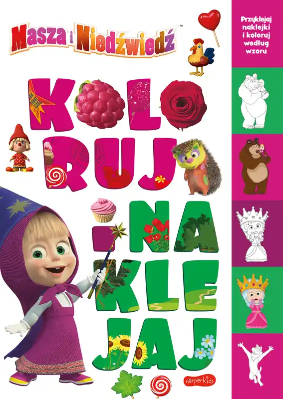 Masza i Niedźwiedź. Koloruj i naklejaj 2 Darmowa dostawa