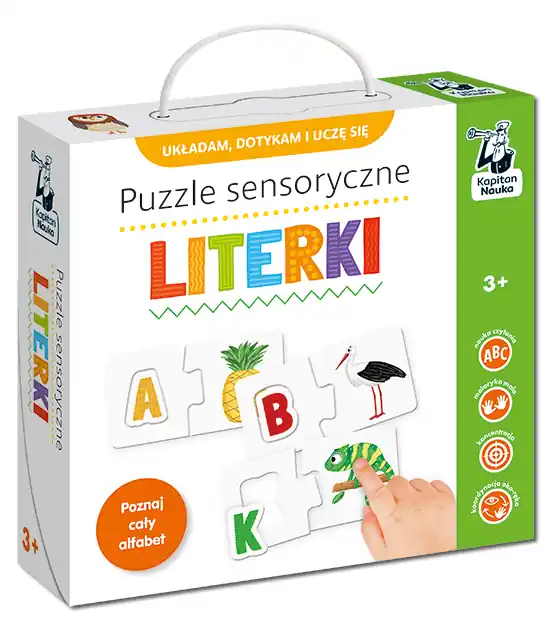Dostępne od ręki Puzzle sensoryczne Literki Kapitan Nauka