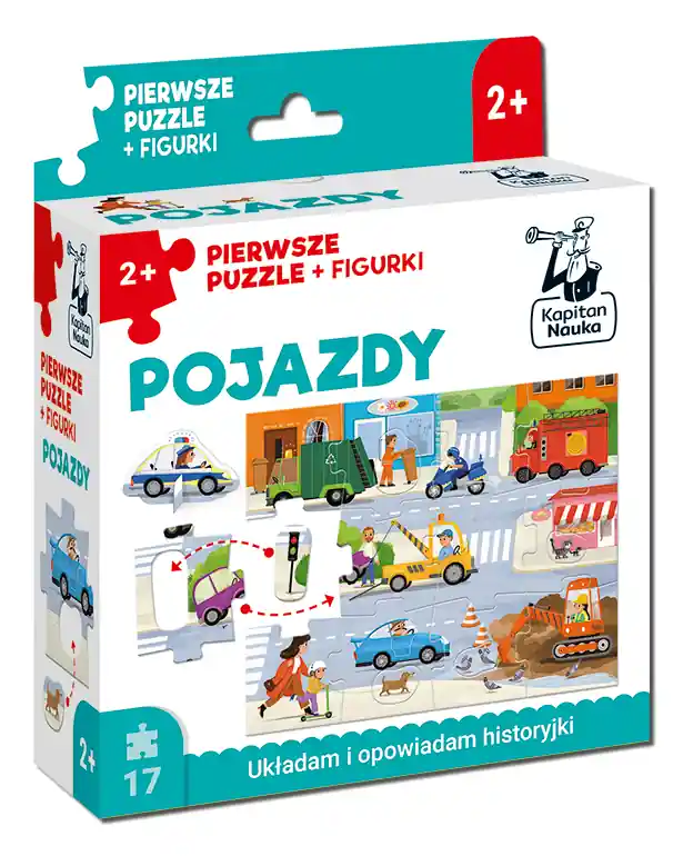Pojazdy. Pierwsze puzzle + figurki. Kapitan Nauka Łatwy zwrot
